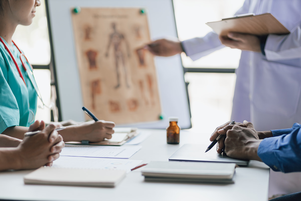 Doctors discussing medical results