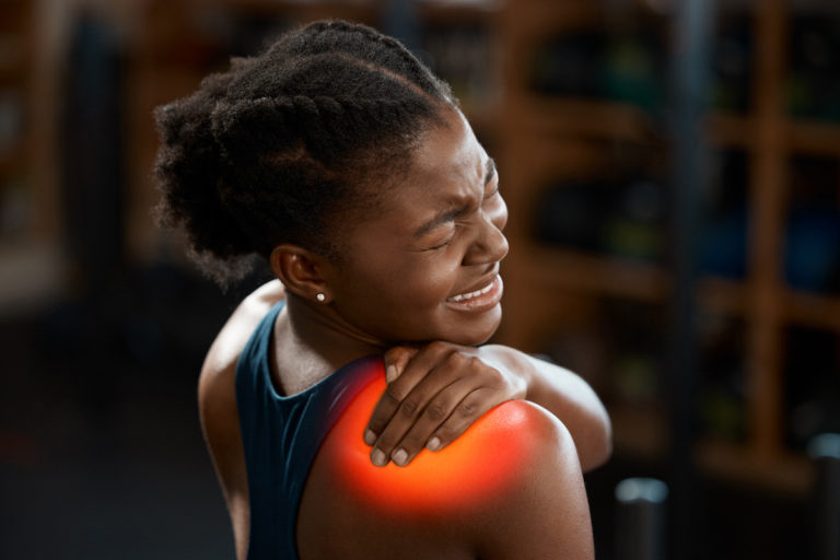 Woman with shoulder pain