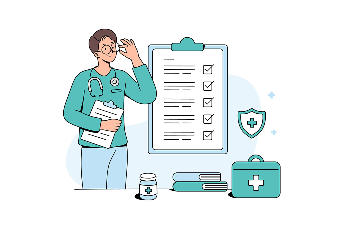 Digital graphic showing a nurse and checklist
