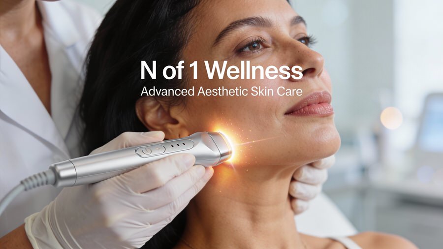 Woman in doctors office receiving personalized aesthetic treatment