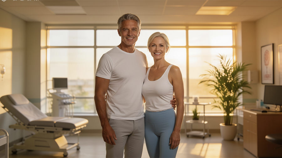 Happy couple in doctors office